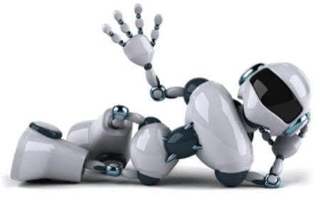 Ilustración de un robot blanco saludando